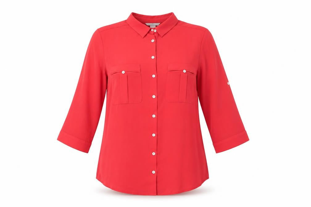 H&M Womens Pink Polyester Basic Button-Up Size 12 Collared