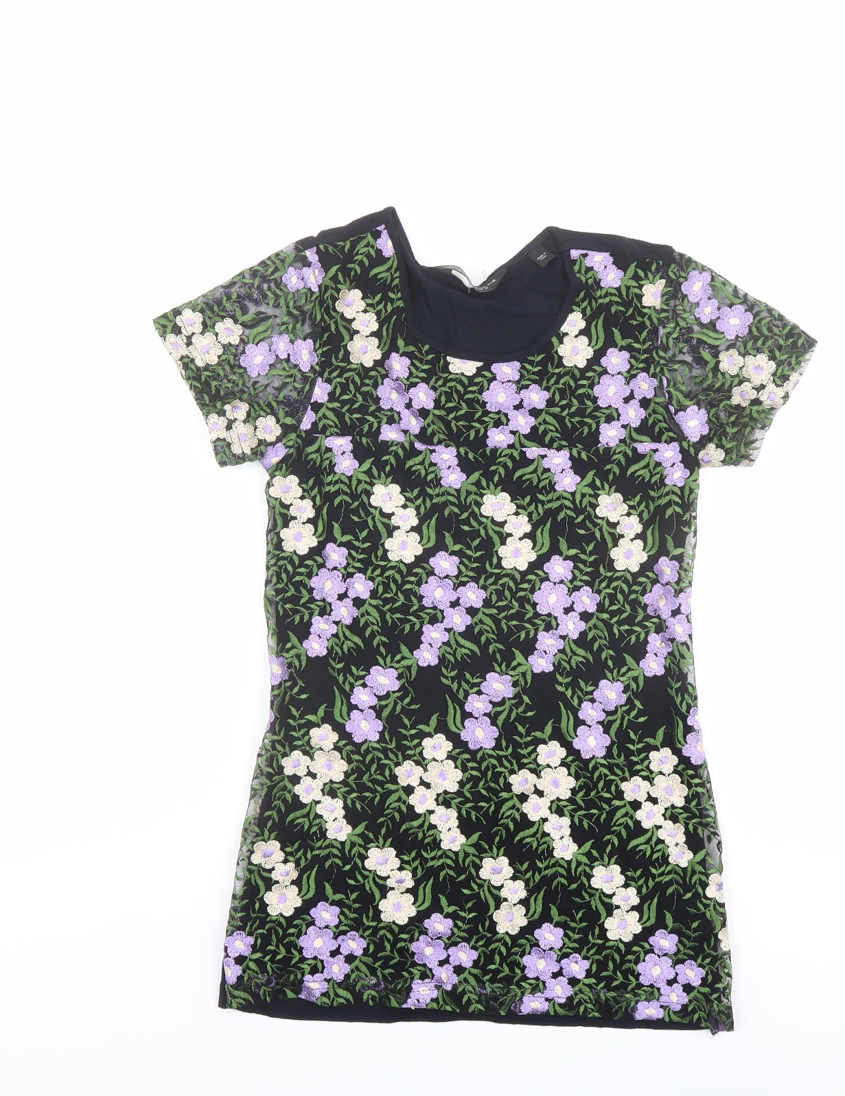 Dorothy Perkins Womens Multicoloured Floral Polyester Basic T-Shirt Size 10 Round Neck