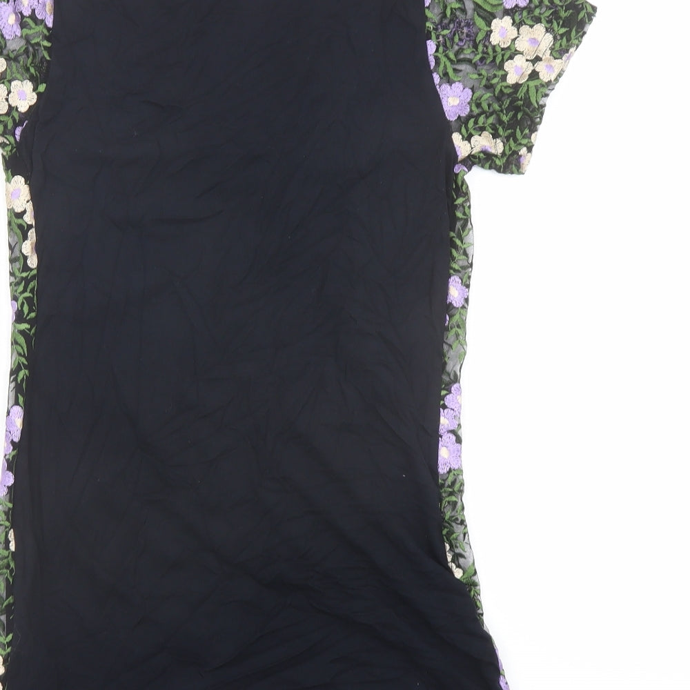 Dorothy Perkins Womens Multicoloured Floral Polyester Basic T-Shirt Size 10 Round Neck