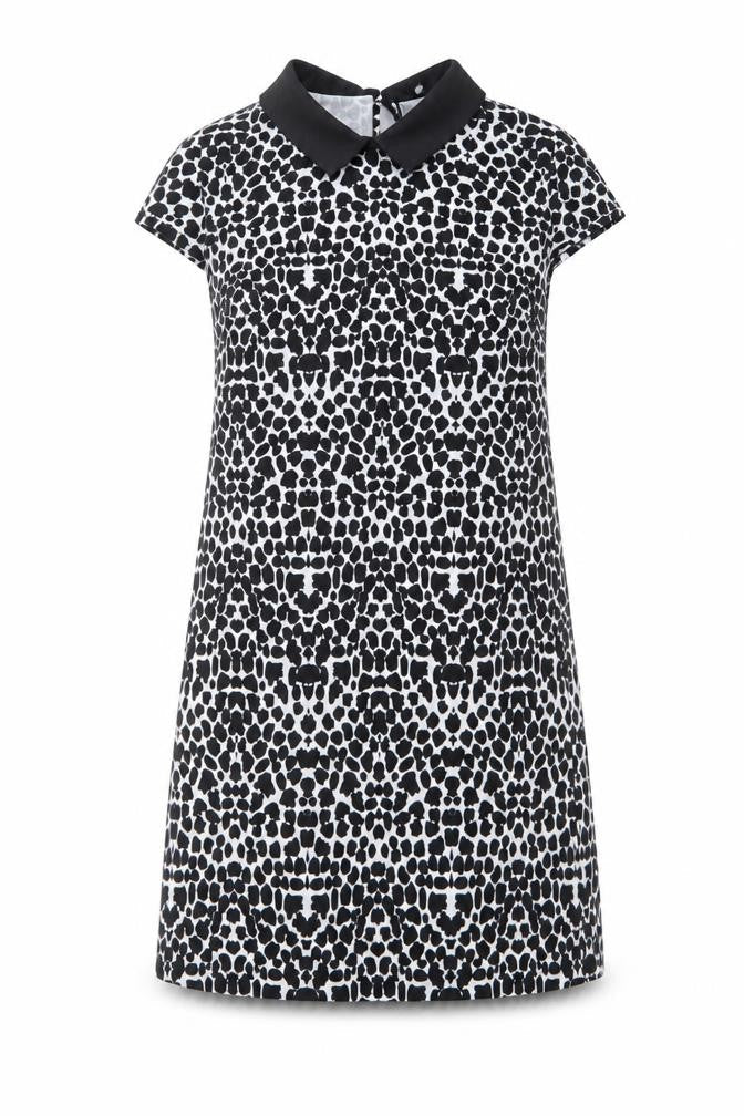 Dorothy Perkins Womens Black Geometric Viscose A-Line Size 8 Collared Button