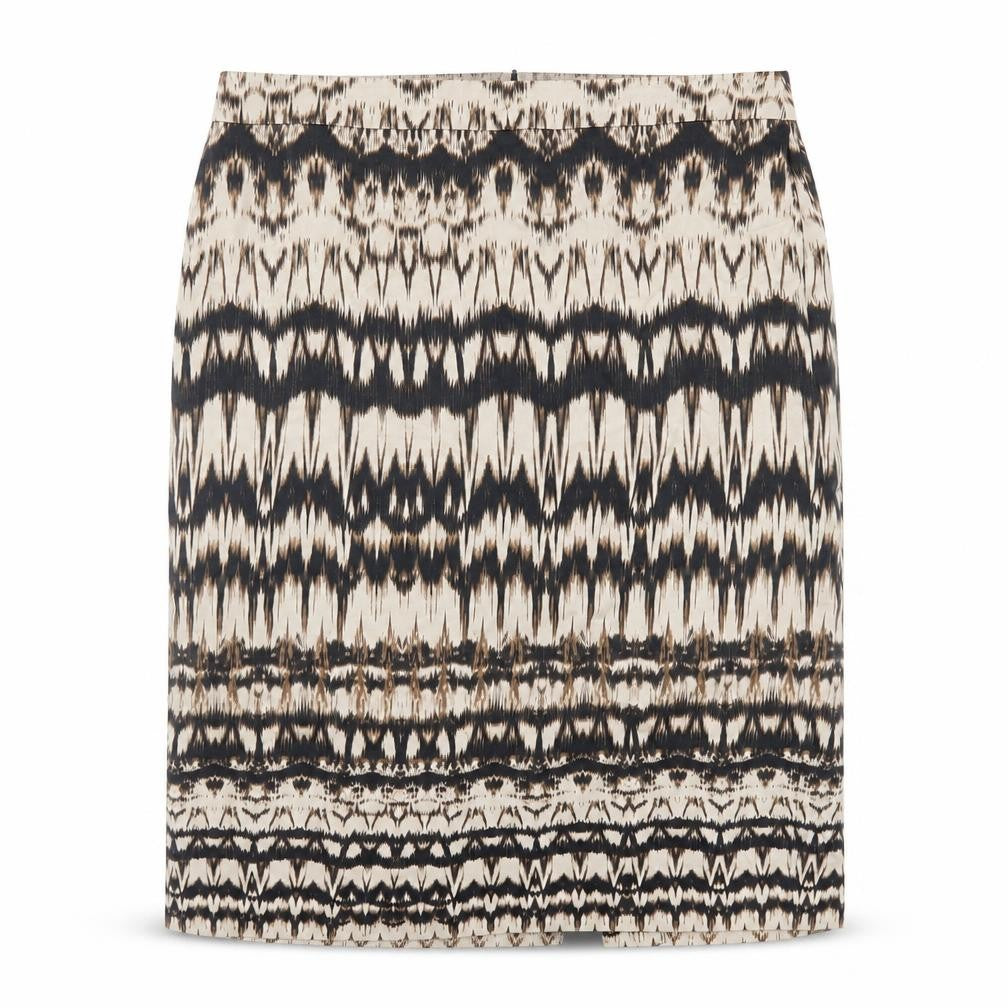 Marks and Spencer Womens Beige Geometric Cotton A-Line Skirt Size 10 Zip