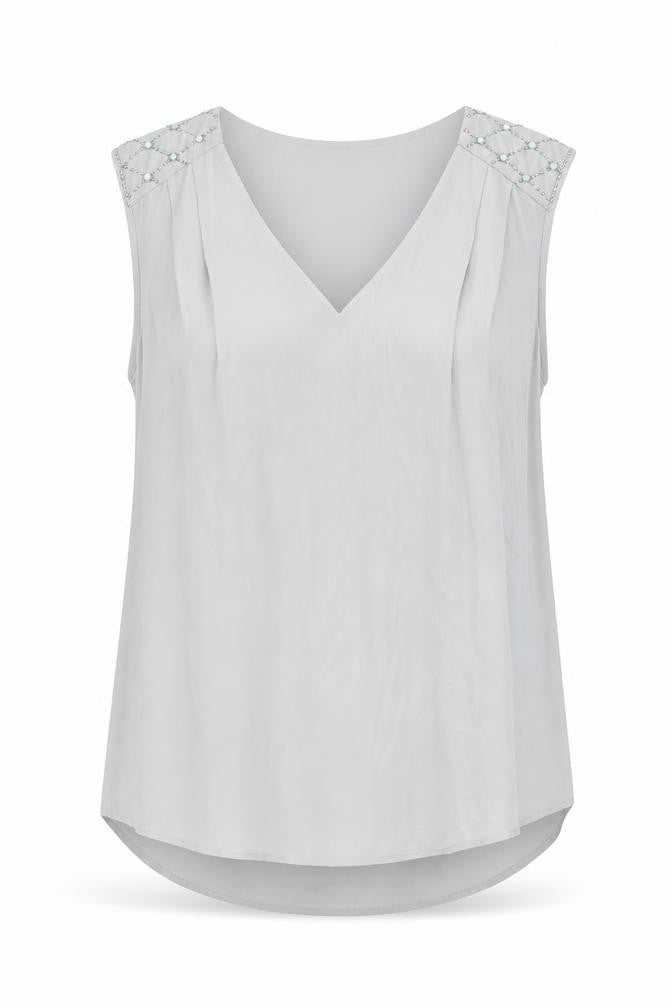 Warehouse Womens Grey Polyester Basic Blouse Size M V-Neck