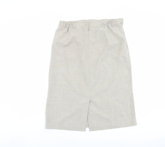 Bonmarché Womens Beige Polyester Straight & Pencil Skirt Size 22 Zip