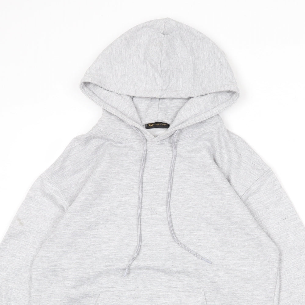 I SAW IT FIRST Womens Grey Cotton Pullover Hoodie Size S Pullover