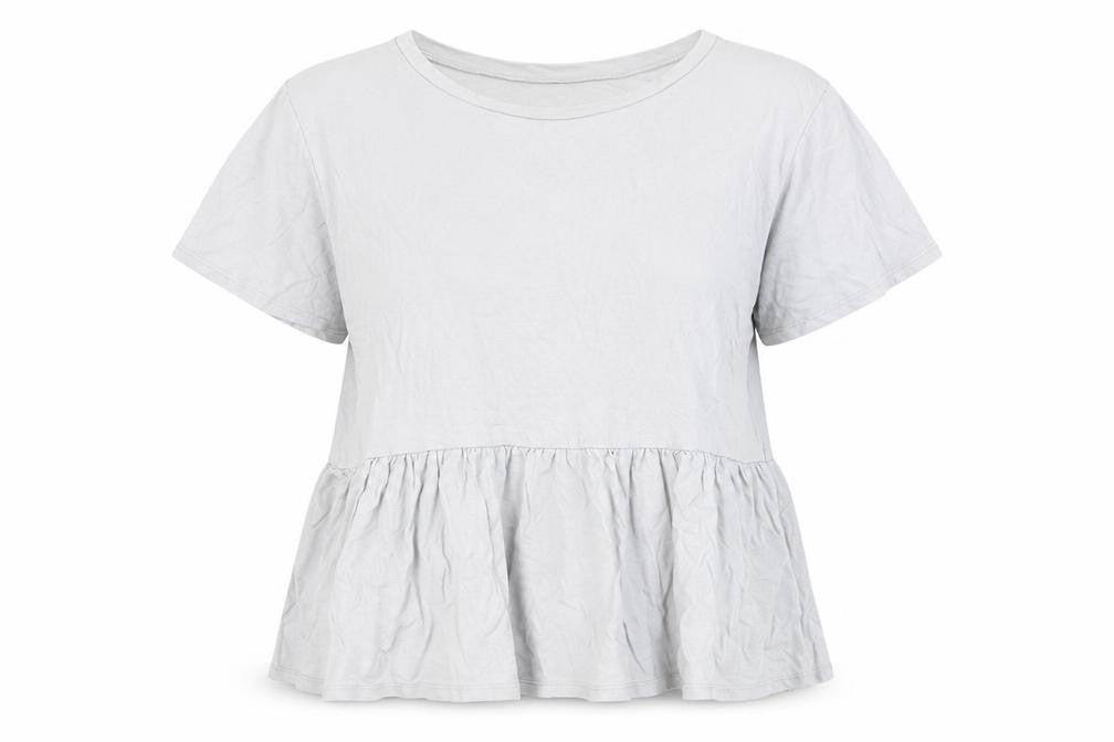 New Look Womens Blue Viscose Basic T-Shirt Size 12 Crew Neck - Peplum