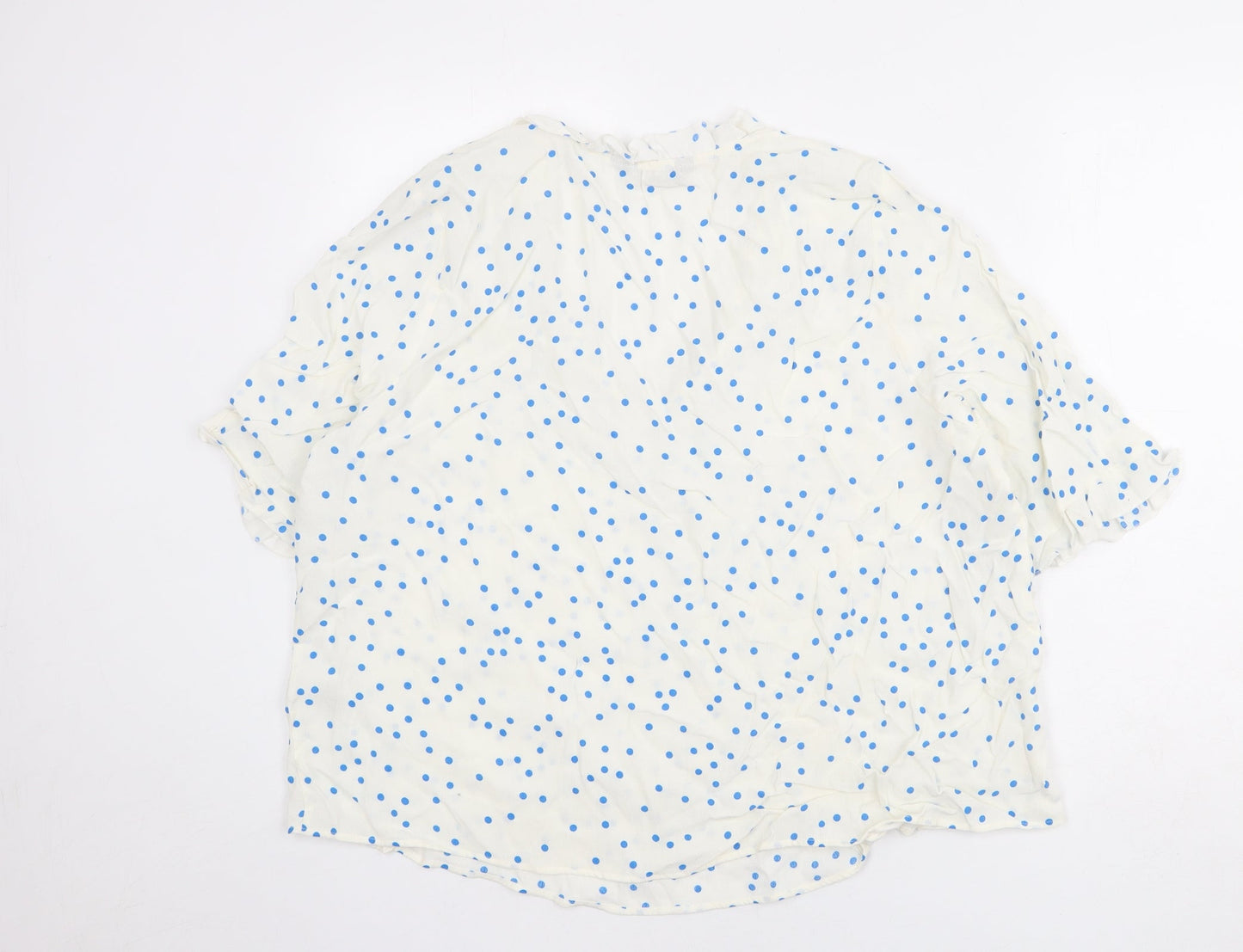 Marks and Spencer Womens Ivory Polka Dot Viscose Basic Blouse Size 18 V-Neck