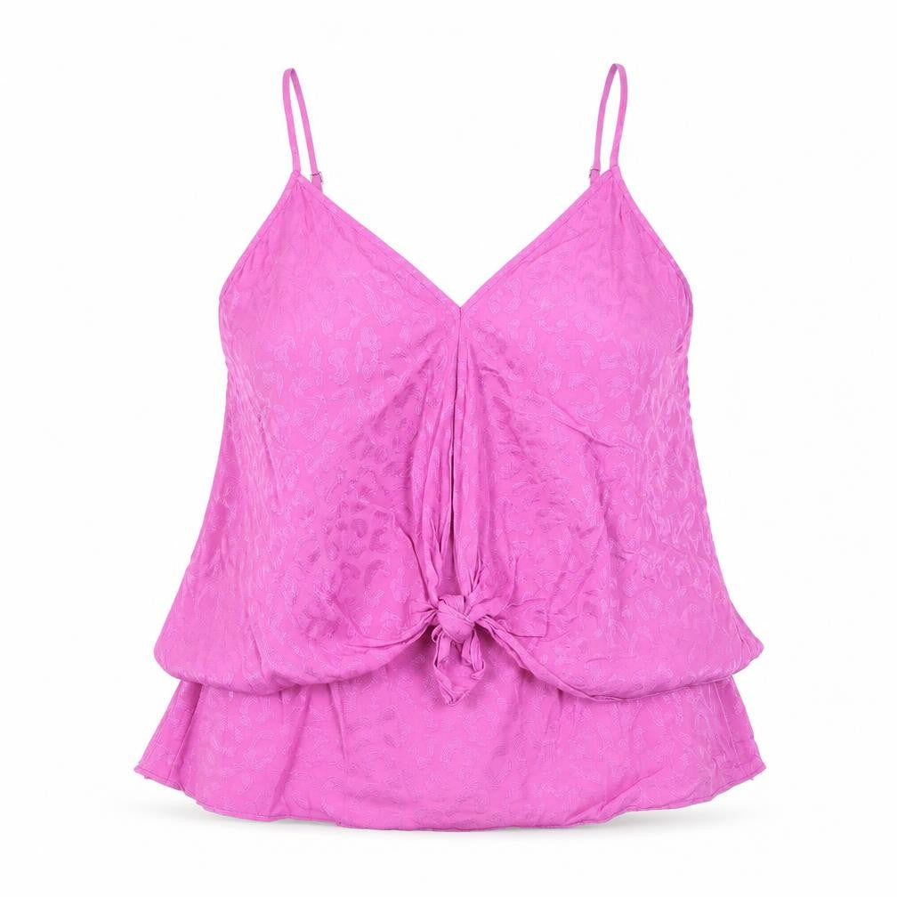River Island Womens Purple Animal Print Viscose Camisole Tank Size 10 V-Neck - Side Stripe Detail