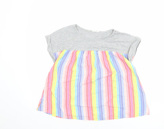 Gap Girls Multicoloured Striped Cotton Basic T-Shirt Size 2XL Boat Neck Pullover