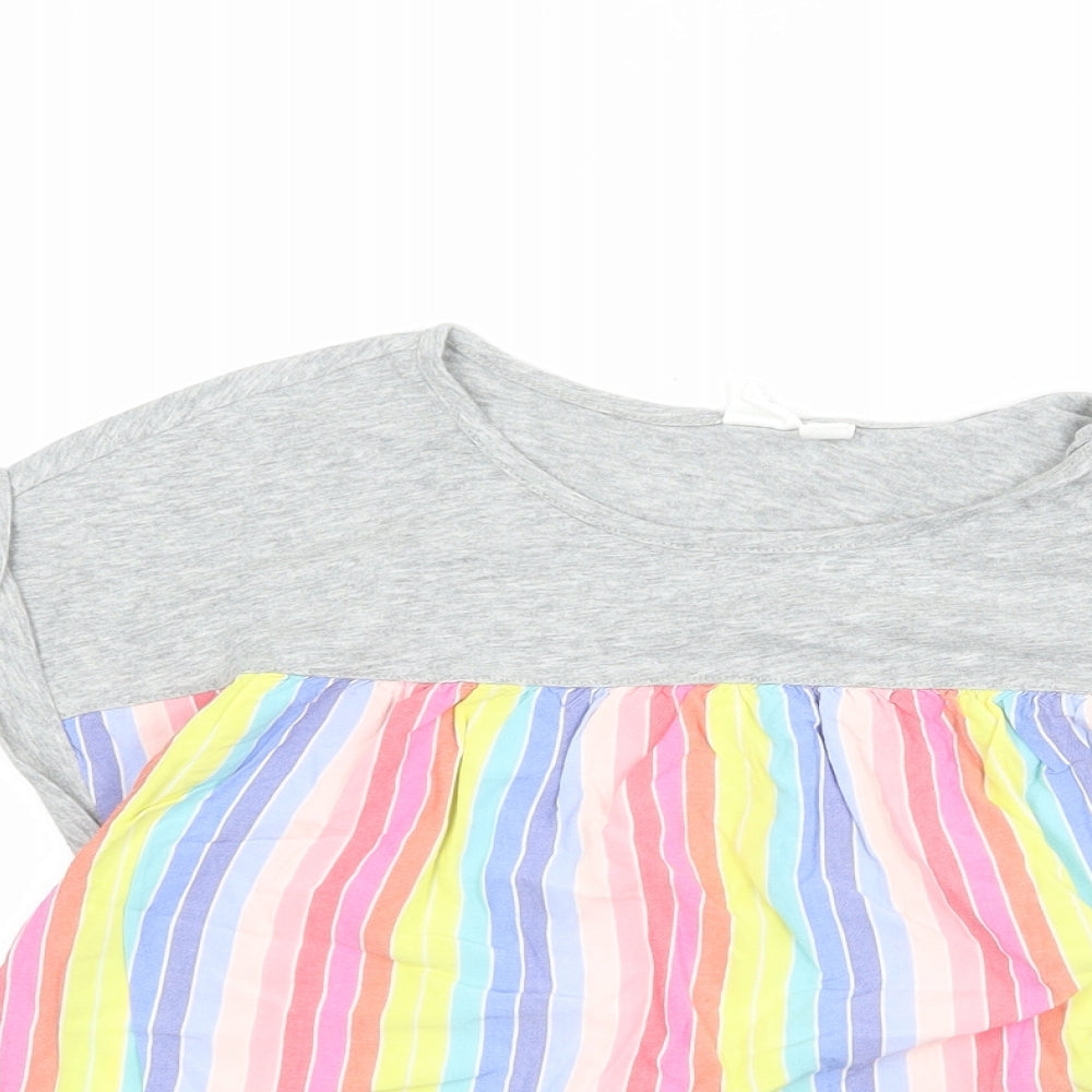 Gap Girls Multicoloured Striped Cotton Basic T-Shirt Size 2XL Boat Neck Pullover