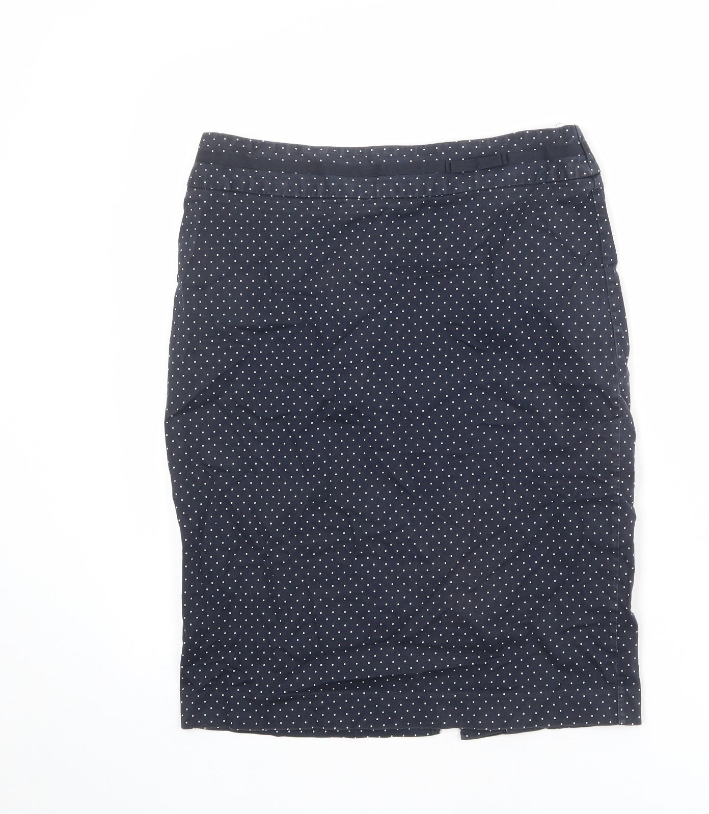NEXT Womens Blue Polka Dot Cotton Straight & Pencil Skirt Size 10 Zip