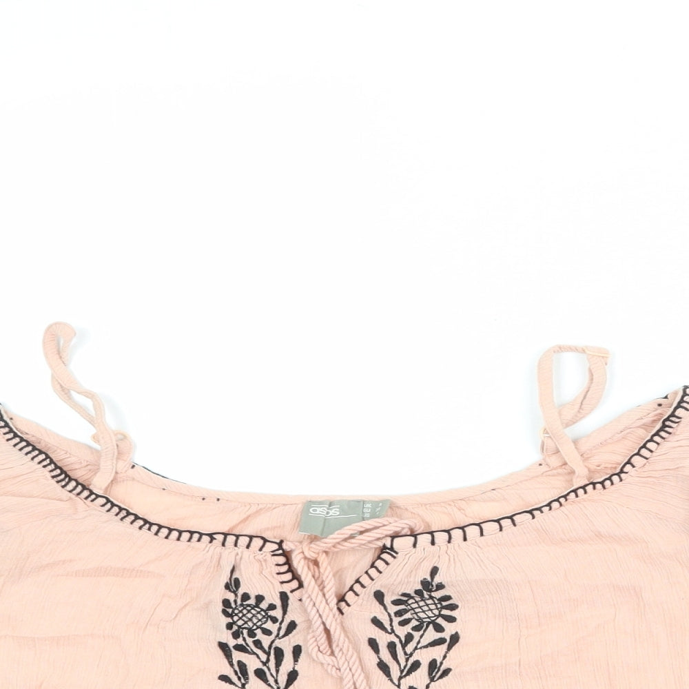 ASOS Womens Pink Cotton Basic Blouse Size 8 Off the Shoulder