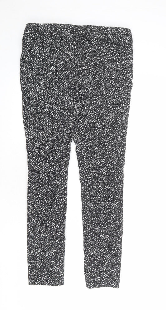 Dorothy Perkins Womens Black Geometric Viscose Trousers Size 12 L28 in Regular Zip