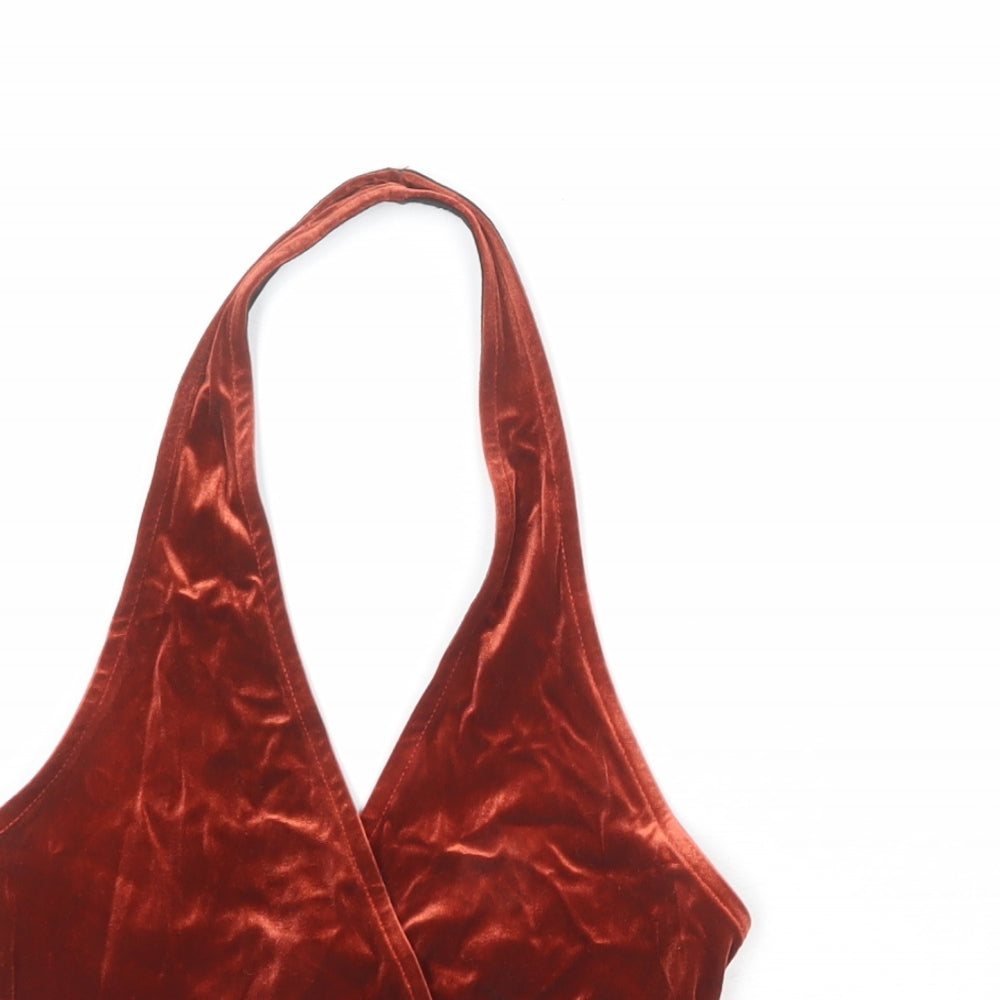 Cooperative Womens Orange Polyester Cropped Tank Size XS Halter