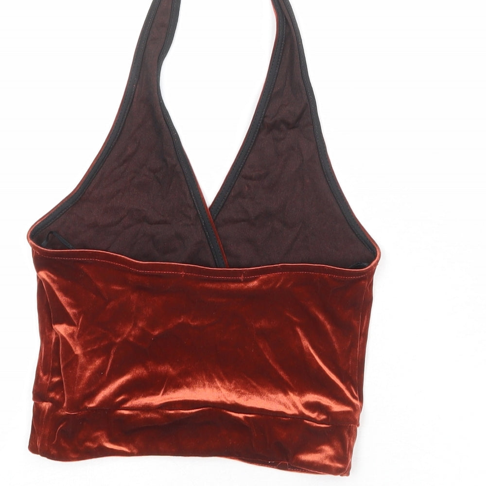 Cooperative Womens Orange Polyester Cropped Tank Size XS Halter