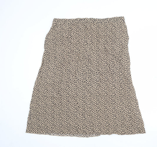 Editors Cut Womens Beige Animal Print Viscose A-Line Skirt Size 18 Zip - Leopard pattern