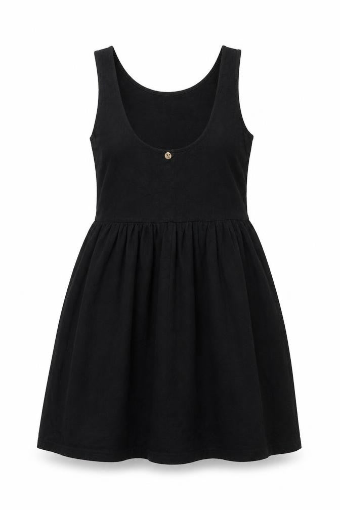 Attrattivo Womens Black Cotton Tank Dress Size 12 Scoop Neck Pullover