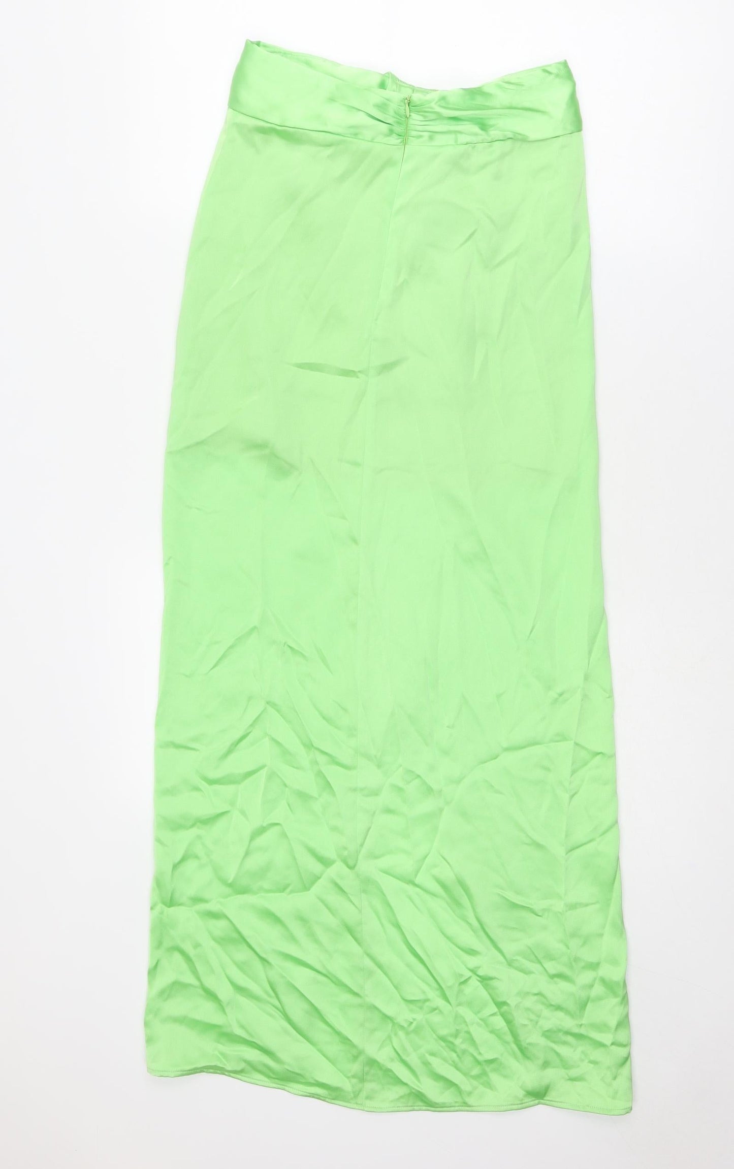 Zara Womens Green Polyester Maxi Skirt Size S Zip