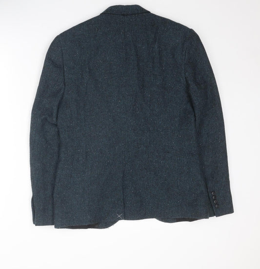 Topman Mens Blue Polyester Jacket Suit Jacket Size 38 Regular
