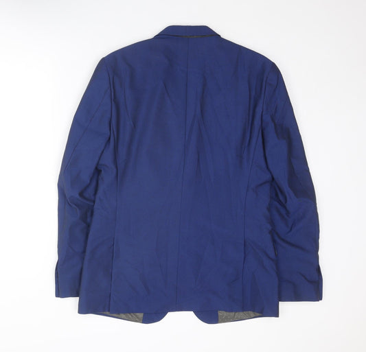 The Spitalfields Clothin Co. Mens Blue Polyester Jacket Suit Jacket Size 40 Regular