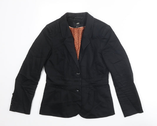 H&M Womens Black Jacket Blazer Size 8 Button