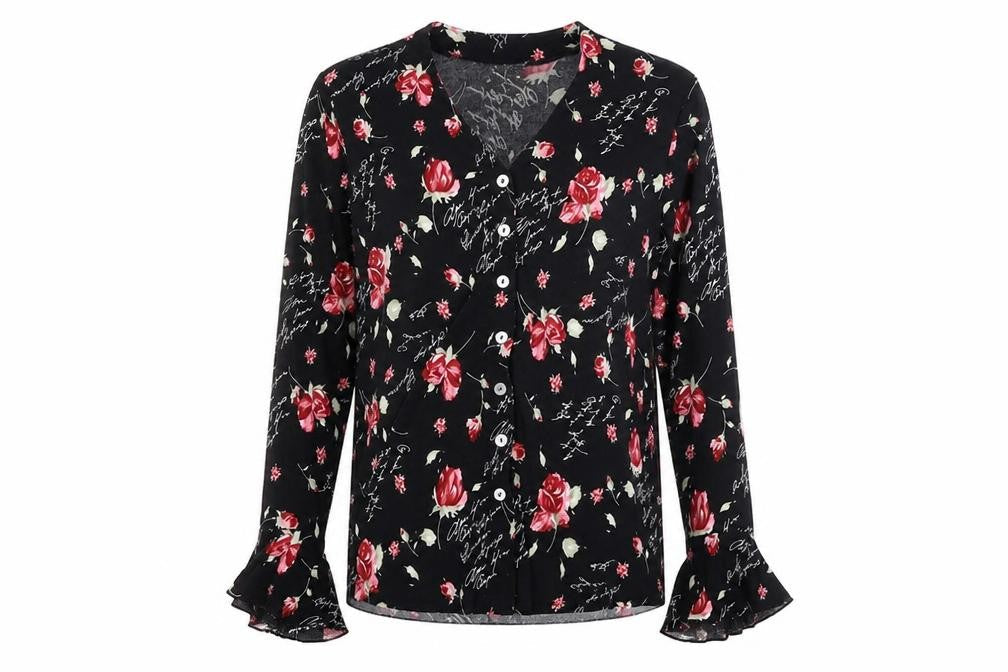 Womens UK Size S Kim & Co Black Polyester Button-Up