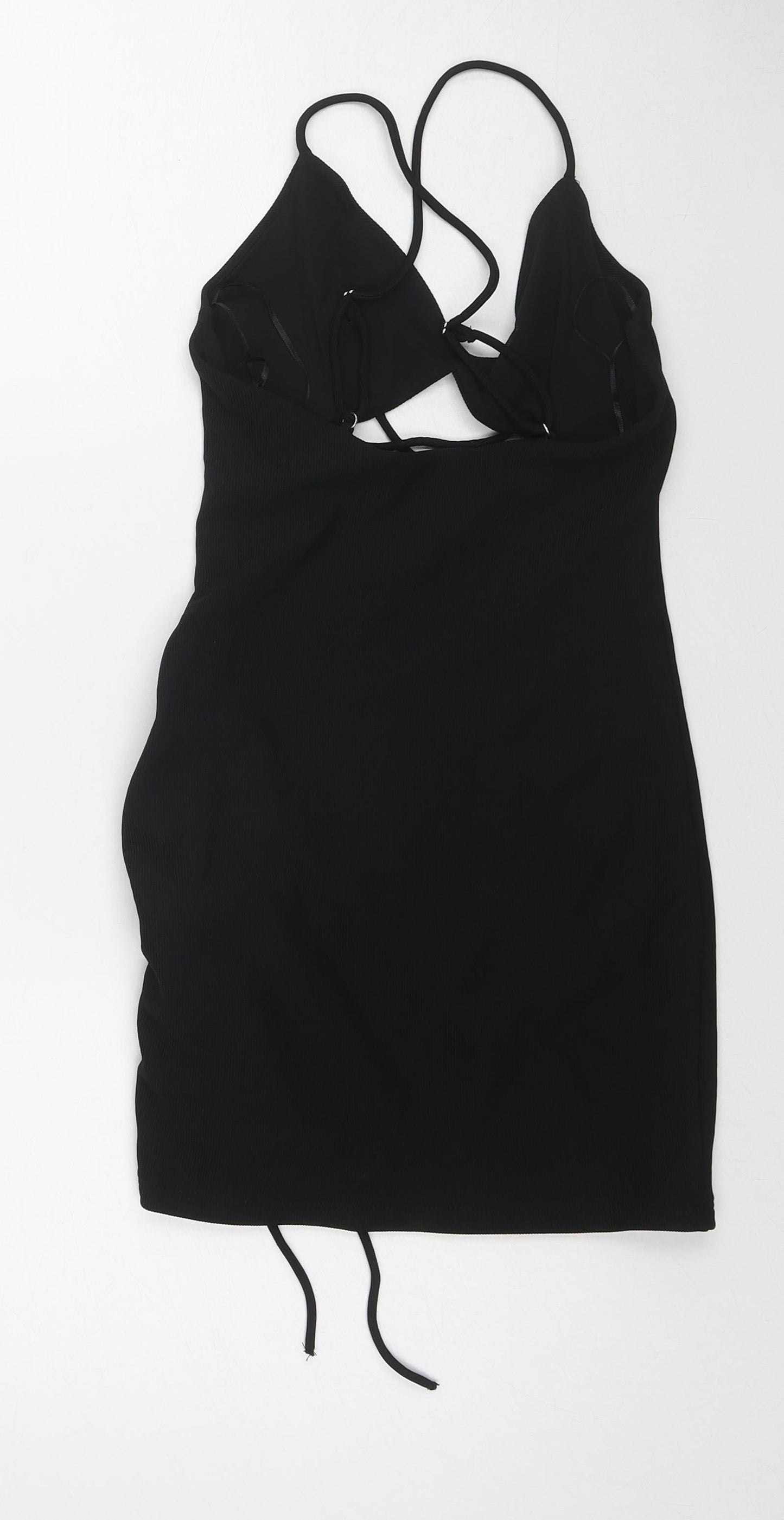 Bershka Womens Black Polyester Bodycon Size S V-Neck Pullover
