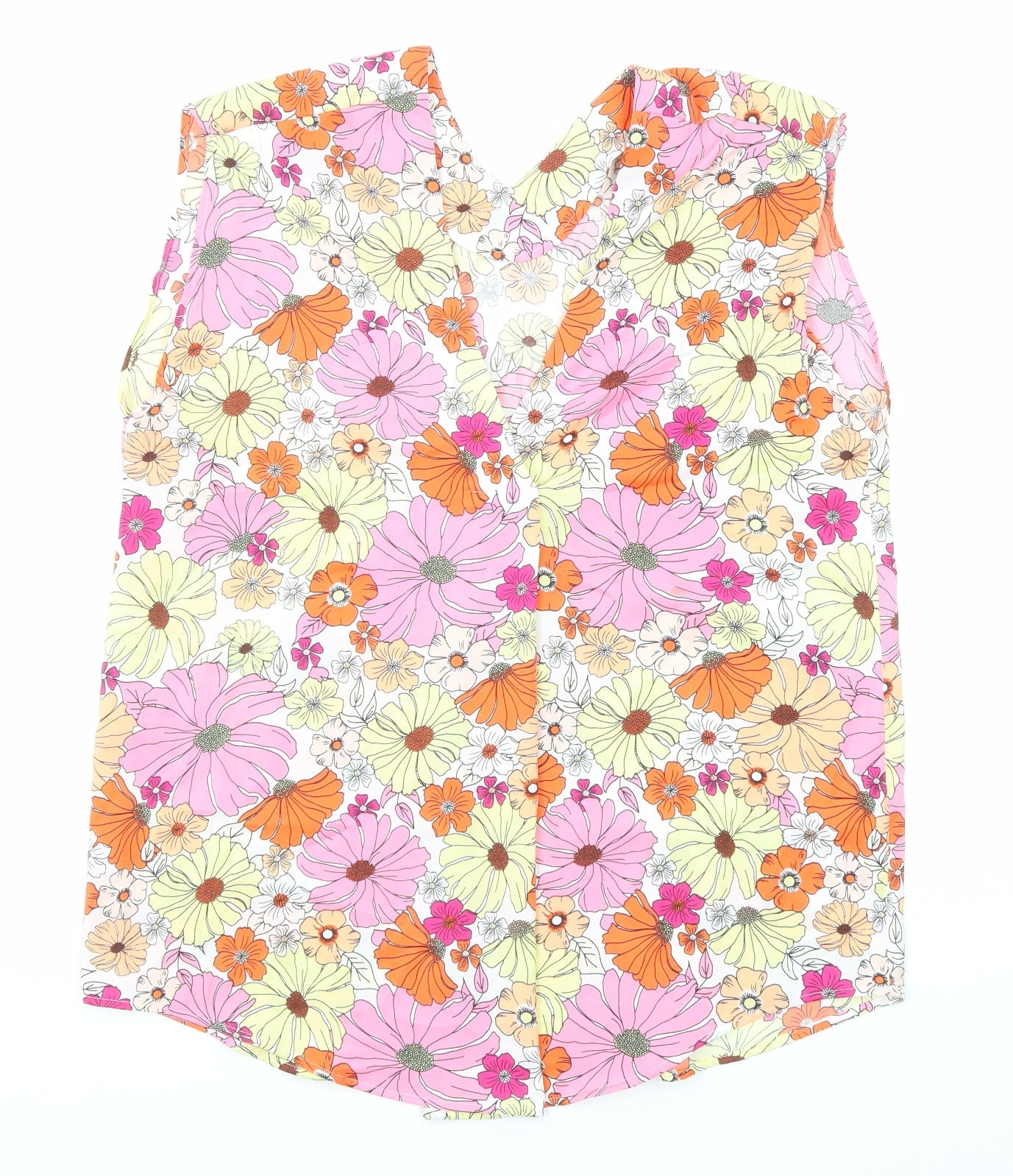 Marks and Spencer Womens Multicoloured Floral Polyester Basic Blouse Size 12 V-Neck