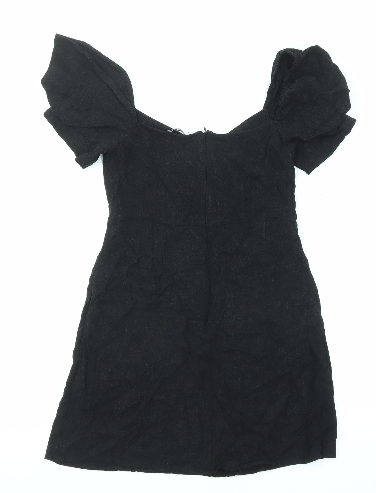 Stradivarius Womens Black Viscose Mini Size M V-Neck Zip
