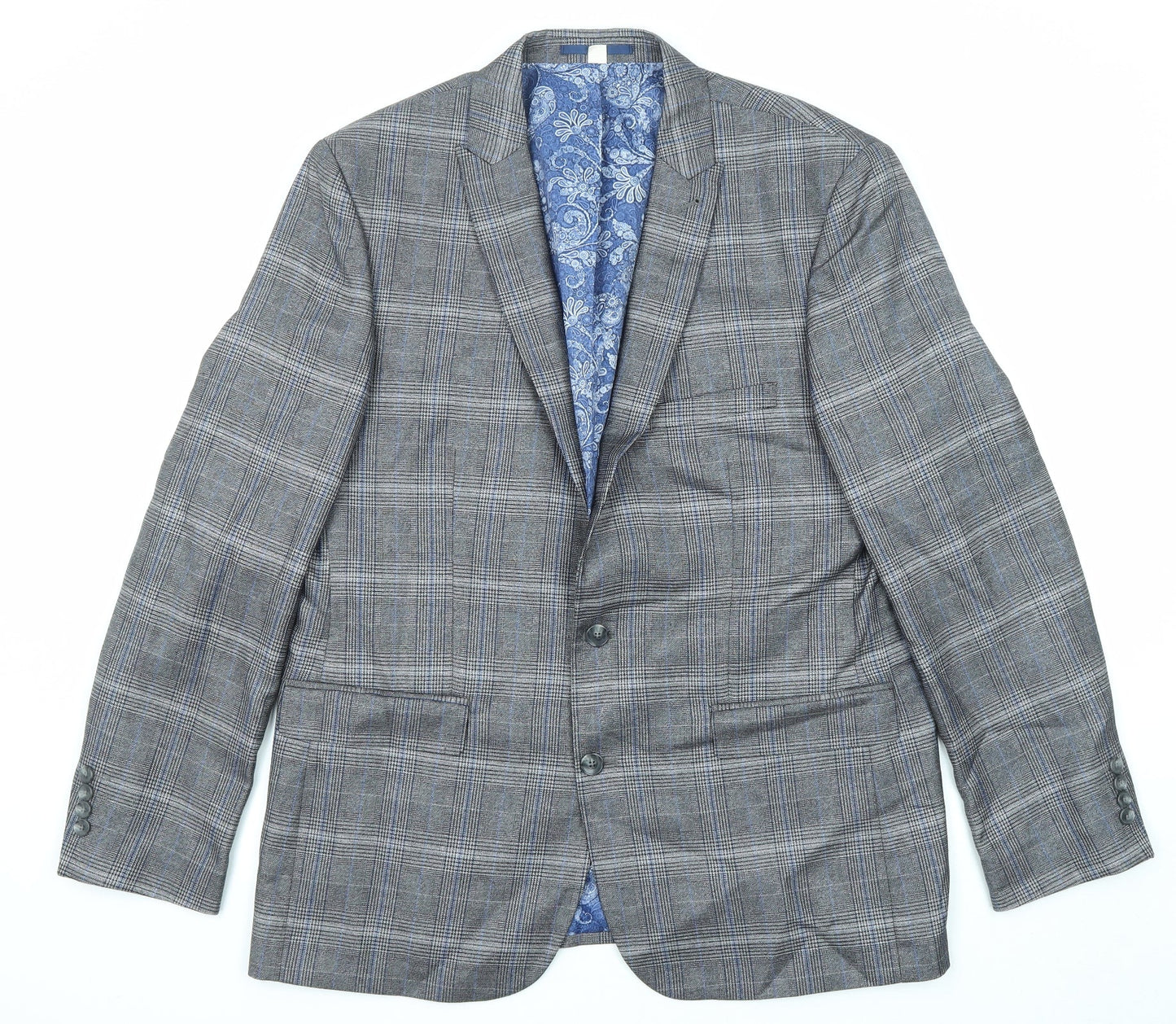 Jacamo Mens Grey Plaid Polyester Jacket Suit Jacket Size 44 Regular
