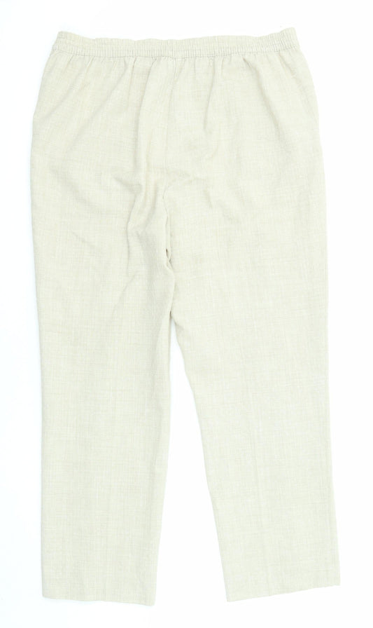 EWM Womens Beige Polyester Trousers Size 14 L26 in Regular