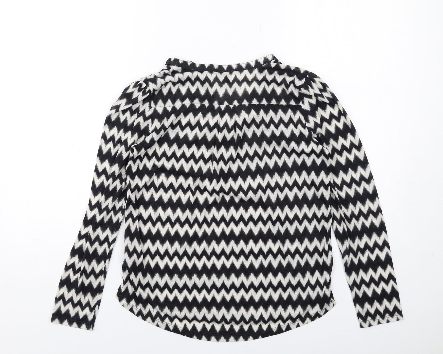 H&M Womens Black Geometric Polyester Basic Blouse Size XS V-Neck