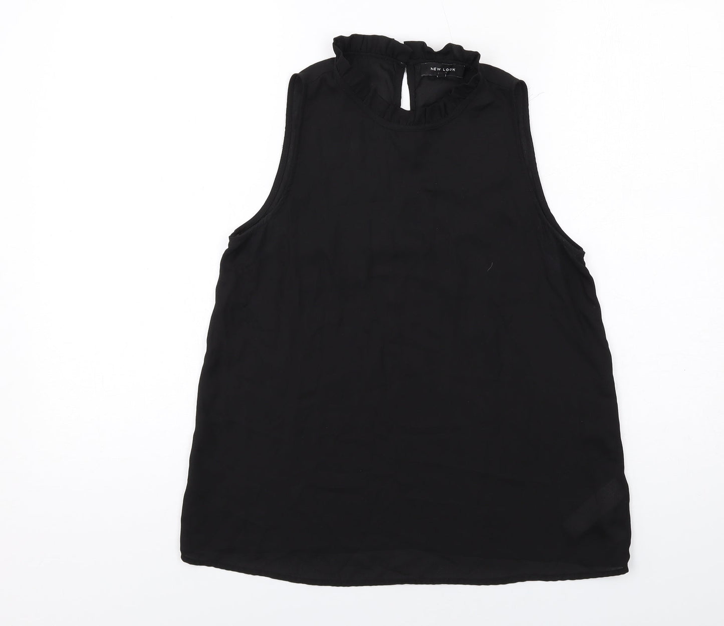 New Look Womens Black Polyester Basic Blouse Size 8 Mock Neck