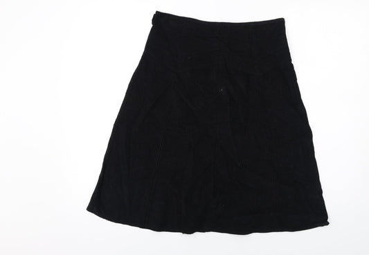 Loulabelle Womens Black Polyester Swing Skirt Size 10 Zip