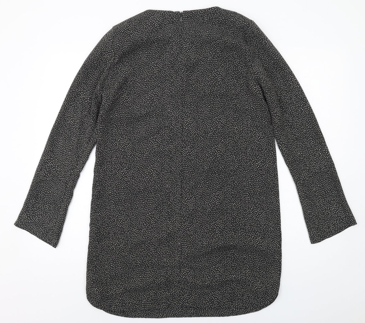 H&M Womens Grey Geometric Polyester A-Line Size 10 Round Neck Zip
