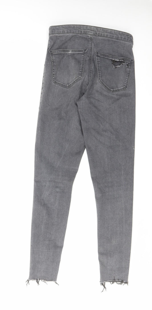 Topshop Womens Grey Cotton Skinny Jeans Size 30 in L32 in Regular Zip
