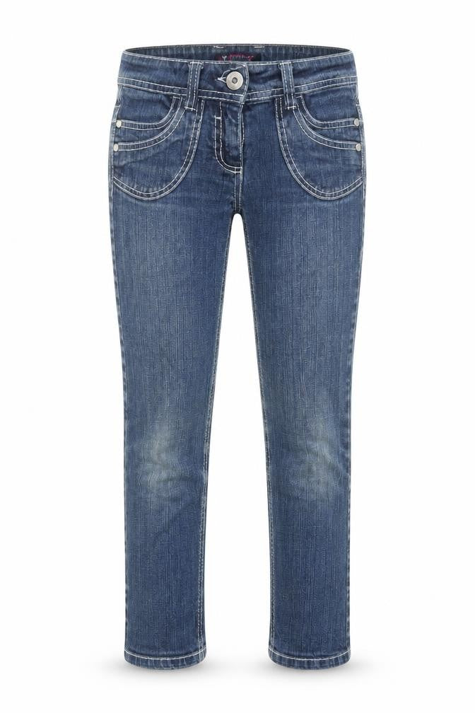 Denim & Co. Girls Blue Cotton Skinny Jeans Size 9-10 Years Regular Zip