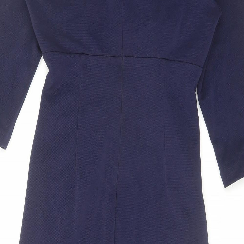 Kaleidoscope Womens Blue Polyester Shift Size 12 Square Neck Zip