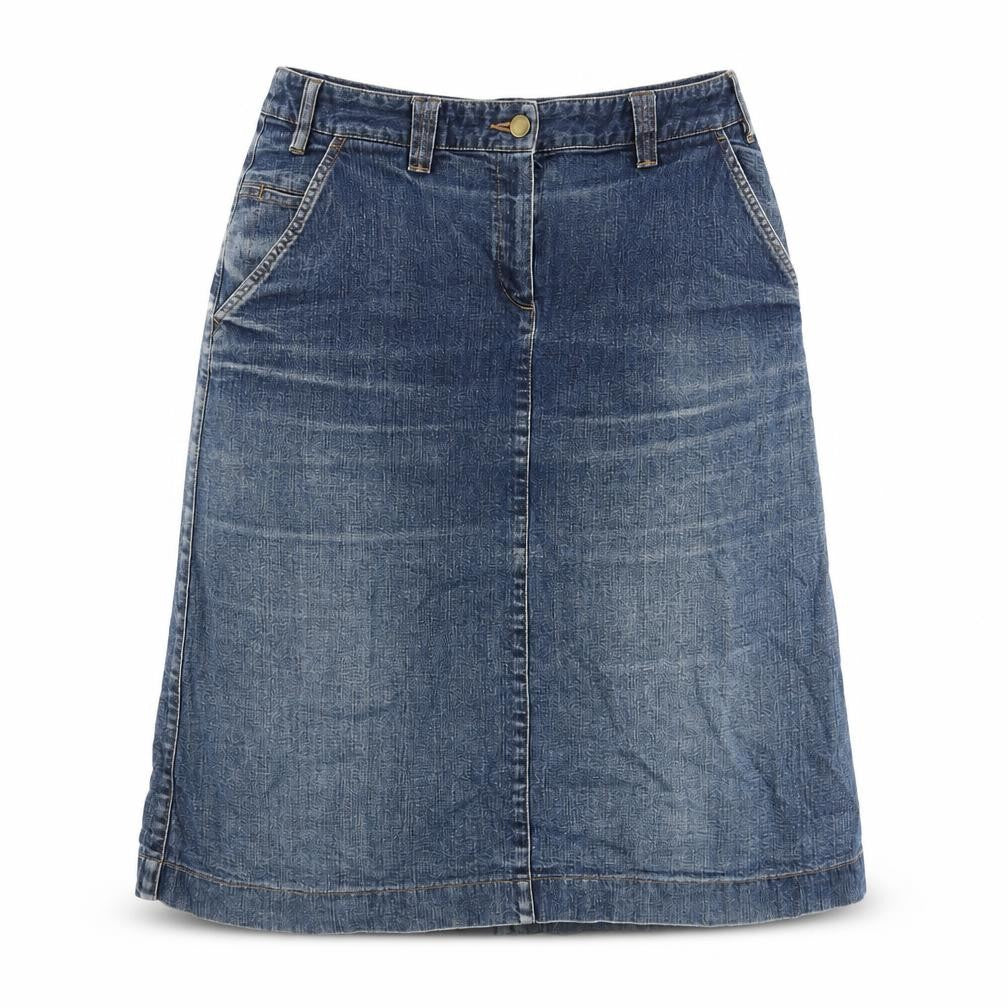 Artigiano Womens Blue Cotton A-Line Skirt Size 36 in Zip