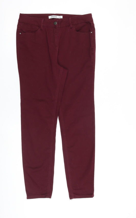 Debenhams Womens Red Cotton Skinny Jeans Size 12 L29 in Slim Zip