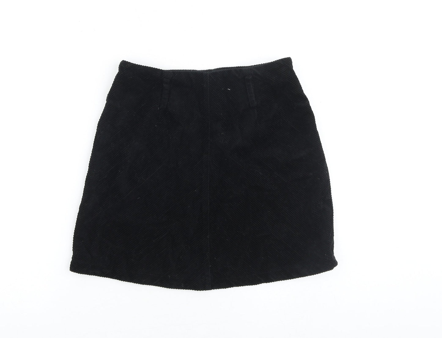 Denim & Co. Womens Black Cotton Mini Skirt Size 10 Zip