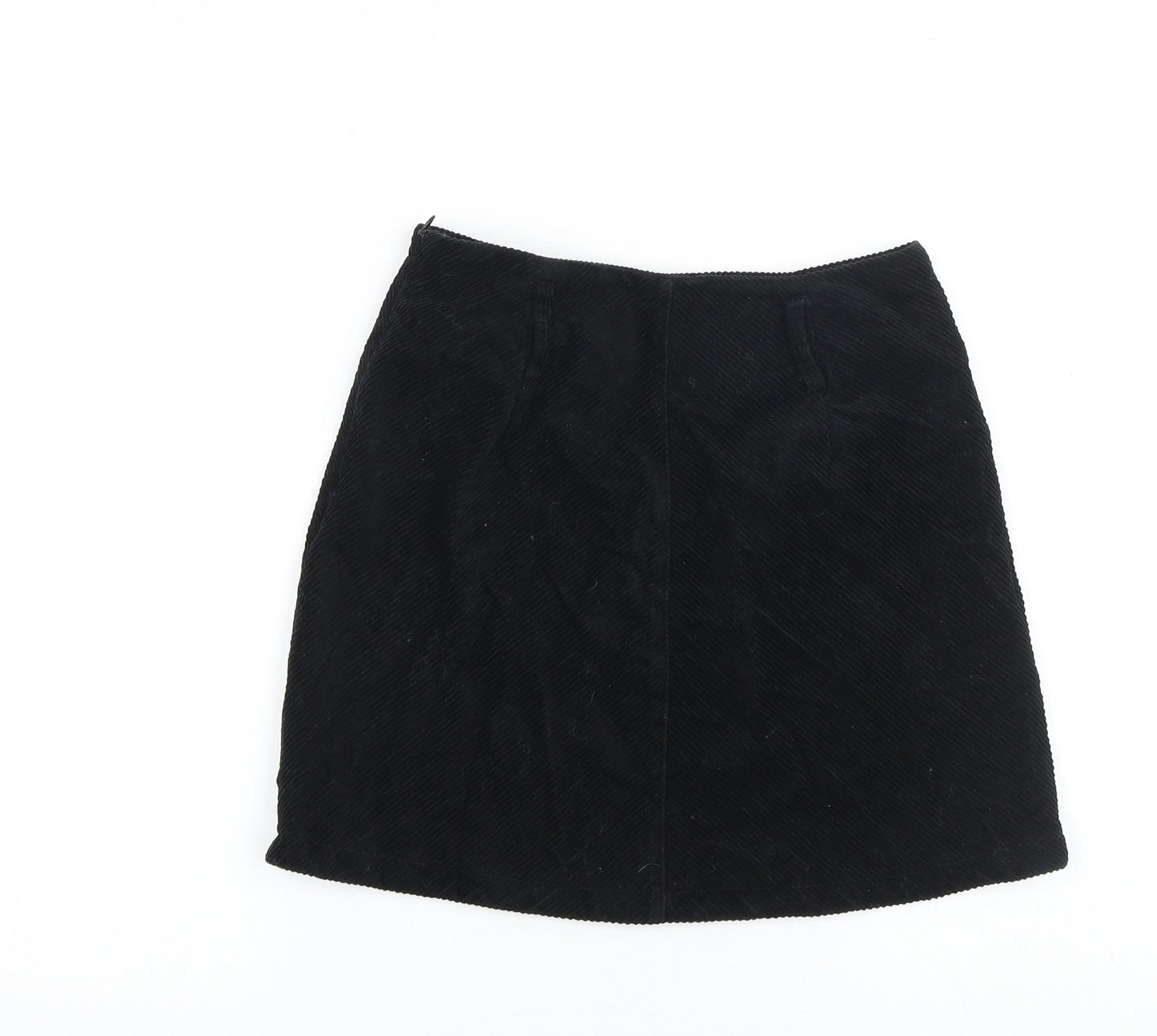Denim & Co. Womens Black Cotton Mini Skirt Size 10 Zip