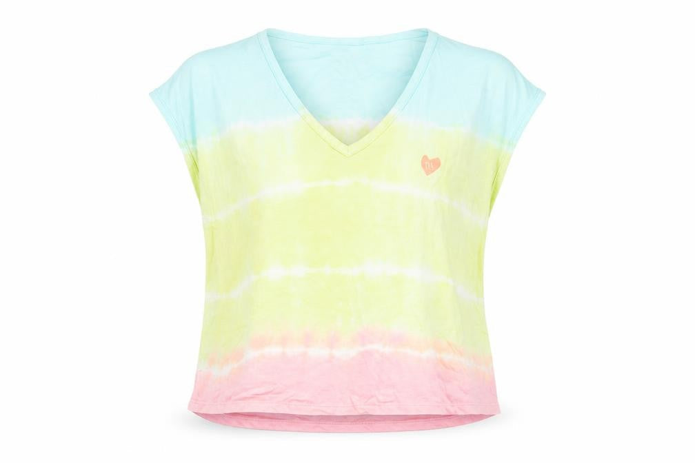 River Island Womens Multicoloured 100% Cotton Basic T-Shirt Size 10 V-Neck - Tie Dye