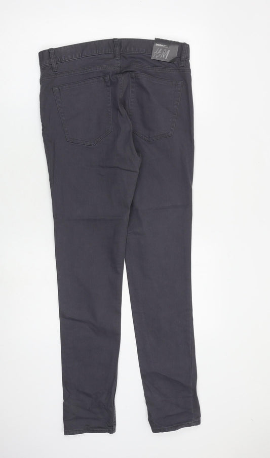 H&M Mens Grey Cotton Skinny Jeans Size 30 in L31 in Slim Zip