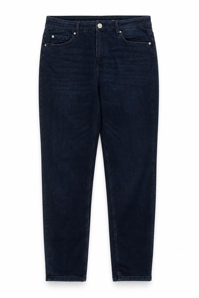 Marks and Spencer Womens Blue Cotton Tapered Jeans Size 34 in L29 in Regular Zip