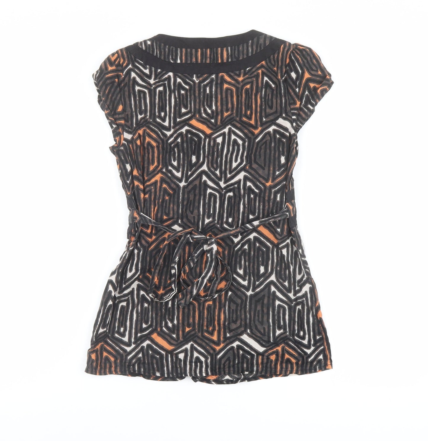 John Richmond Womens Multicoloured Geometric Cotton Basic T-Shirt Size 8 V-Neck