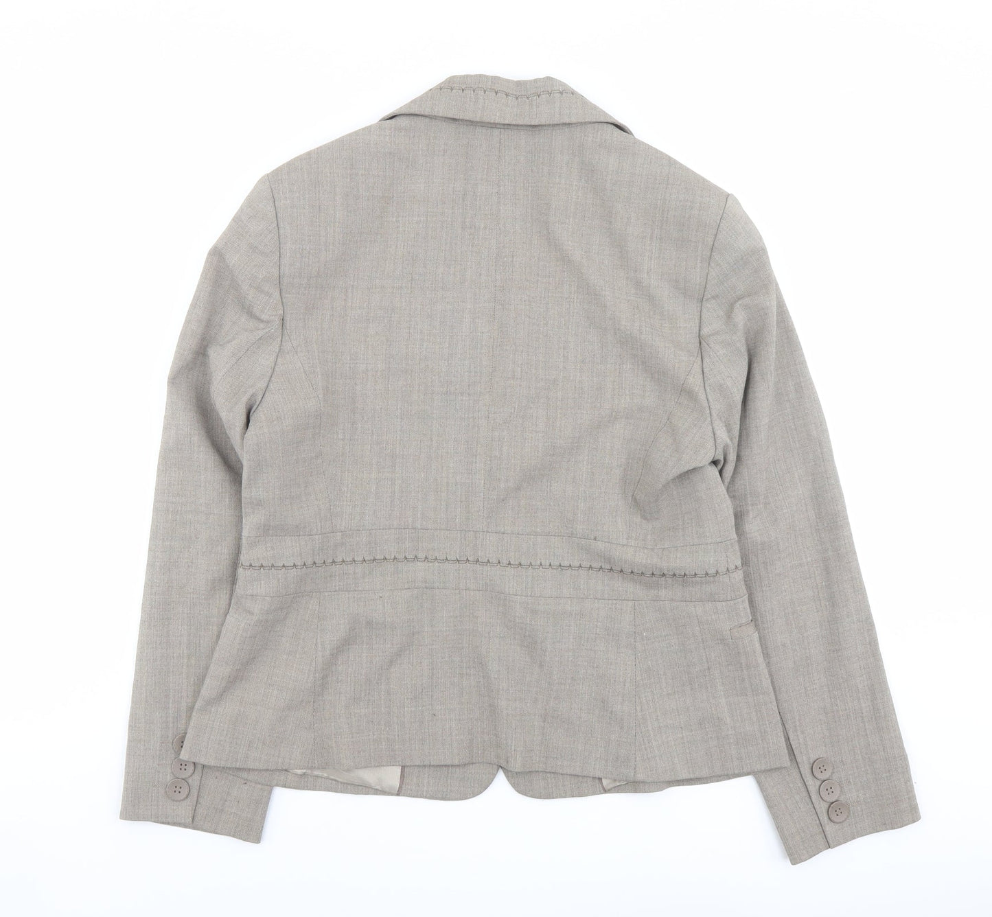 Marks and Spencer Womens Beige Polyester Jacket Blazer Size 16 - Stitch Detail