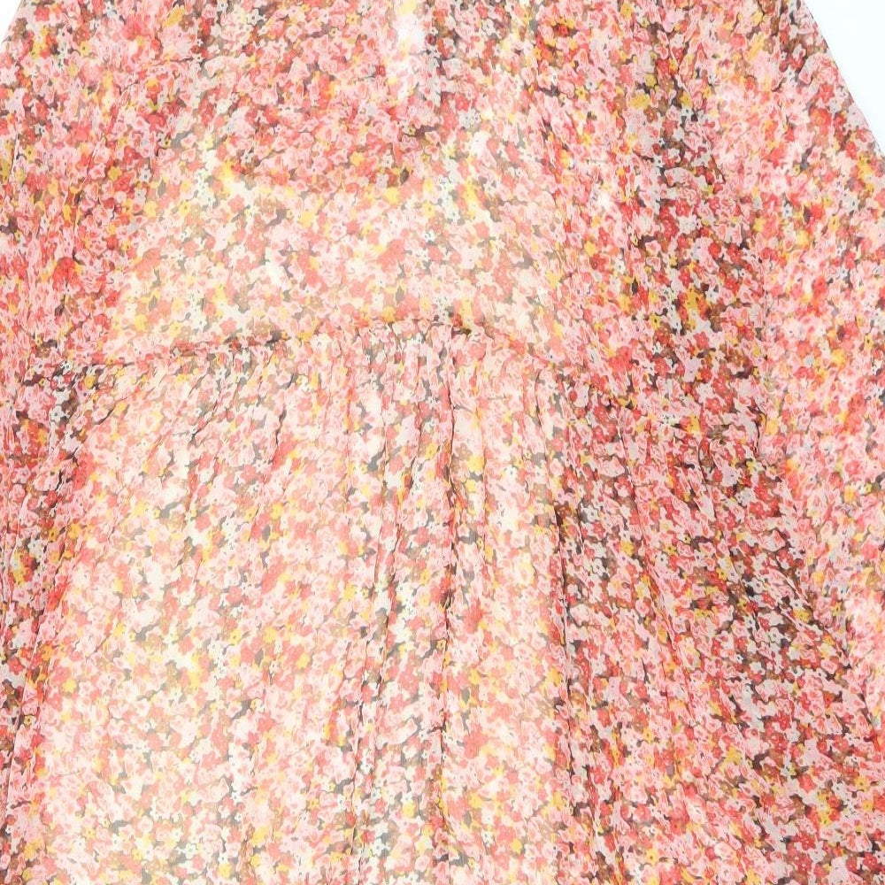 Stradivarius Womens Multicoloured Floral Polyester Trapeze & Swing Size L Round Neck Tie
