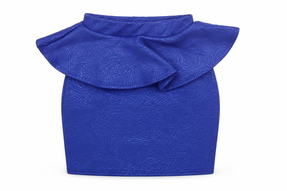 Miso Womens Blue Geometric Polyester Mini Skirt Size 10 - Peplum