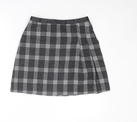Oasis Womens Black Plaid Polyester Cargo Skirt Size 10 Zip