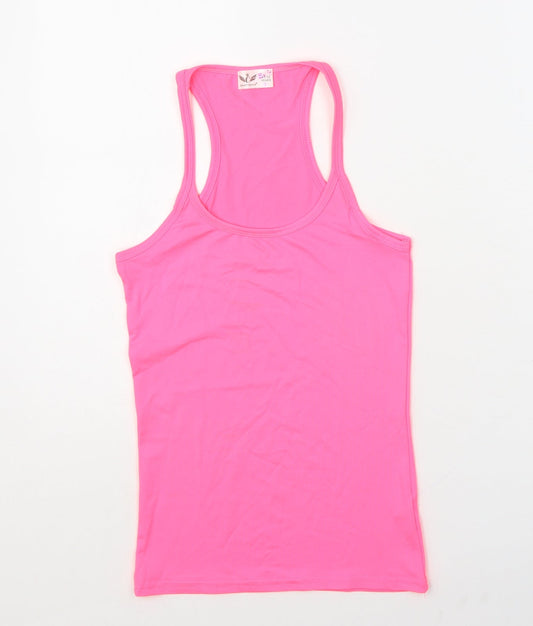 Crazy Chick Girls Pink Polyester Basic Tank Size 11-12 Years Scoop Neck Pullover
